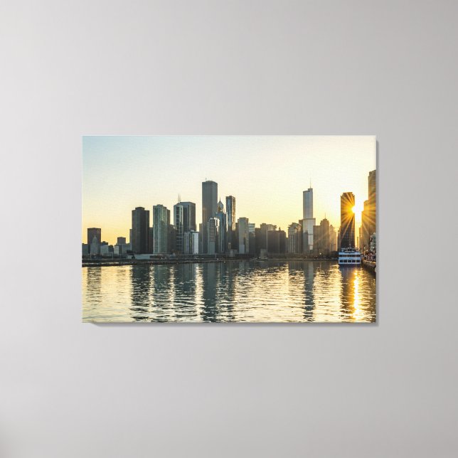 Canvas - Chicago Skyline i Illinois vid Sunset (Framsida)