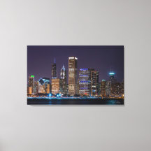Canvas - Chicago Skyline Illinois med Night Himlar