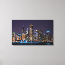 Canvas - Chicago Skyline Illinois med Night Himlar