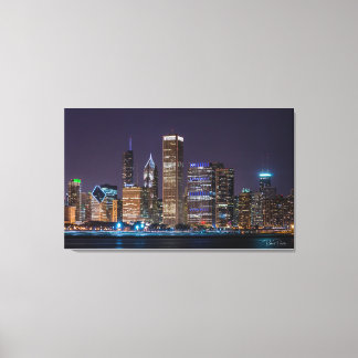 Canvas - Chicago Skyline Illinois med Night Himlar