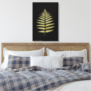 Canvas Elegant Guld Fernlöv Botanisk Dekor