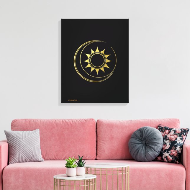 Canvas Golden Celestial Harmony Moon Sun Art (Insitu (Vardagsrum))