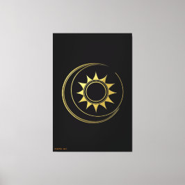 Canvas Guld Celestial Harmoni Måne Sol Konst