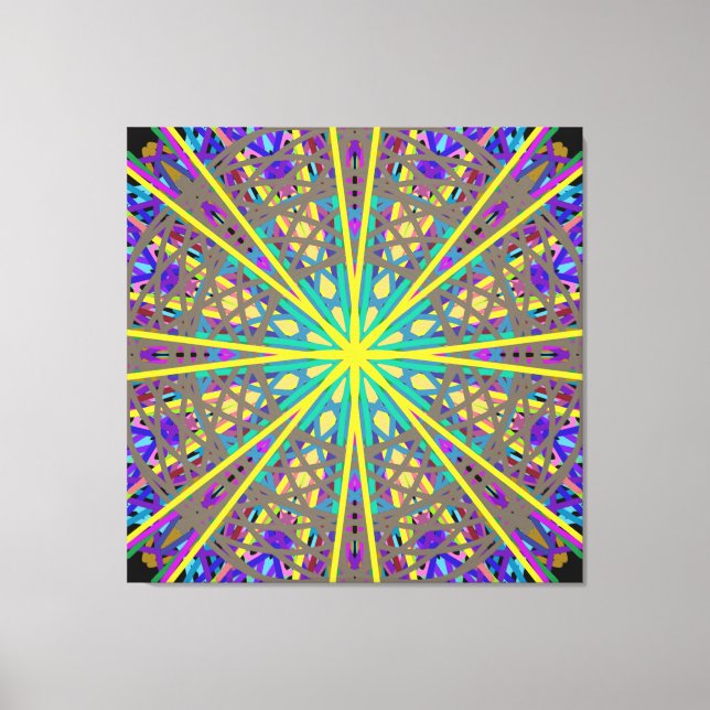 Canvas Kaleidoscope Star, Lila Gult Grönt Art (Framsida)