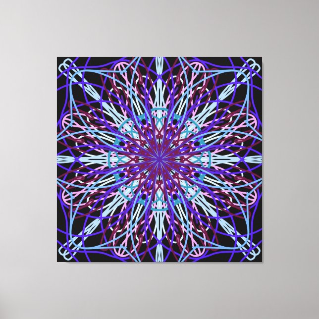 Canvas, Lila Black Kaleidoscope Mandala Art Canvastryck (Framsida)