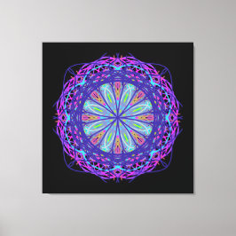 Canvas, Lila Rosa Black Kaleidoscope Mandala Art Canvastryck