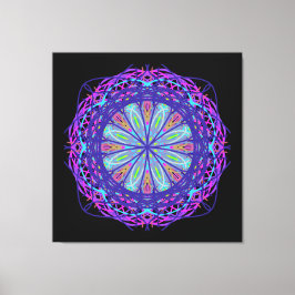 Canvas, Lila Rosa Black Kaleidoscope Mandala Art Canvastryck