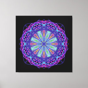 Canvas, Lila Rosa Black Kaleidoscope Mandala Art Canvastryck