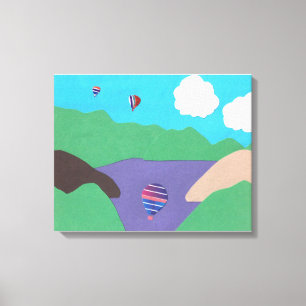 Canvas med bergscen och Sjö