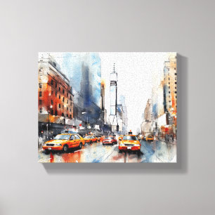 Canvas med New York City, målat landskap.