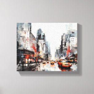 Canvas med New York City, målat landskap.