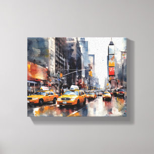 Canvas med New York City, målat landskap.