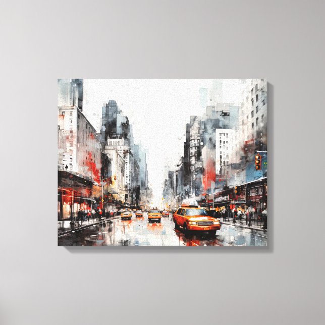Canvas med New York City, målat landskap. (Framsida)