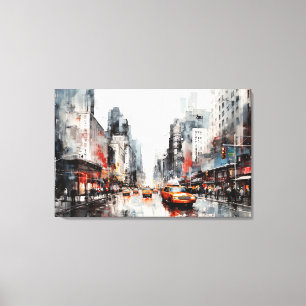 Canvas med New York City, målat landskap.