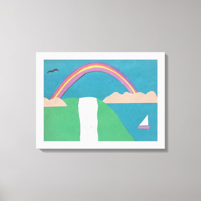 Canvas med regnbåge och vattenfallsscen (Framsida)
