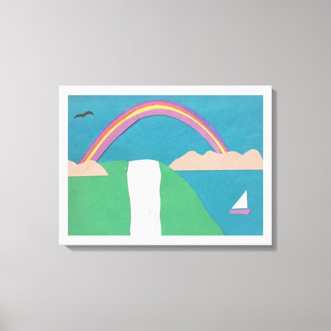 Canvas med regnbåge och vattenfallsscen (Framsida)