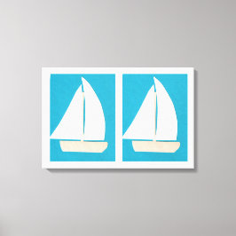 Canvas med segelbåtar på en turkos bakgrund