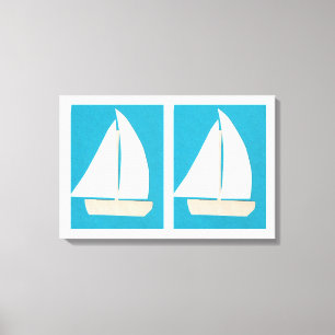 Canvas med segelbåtar på en turkos bakgrund