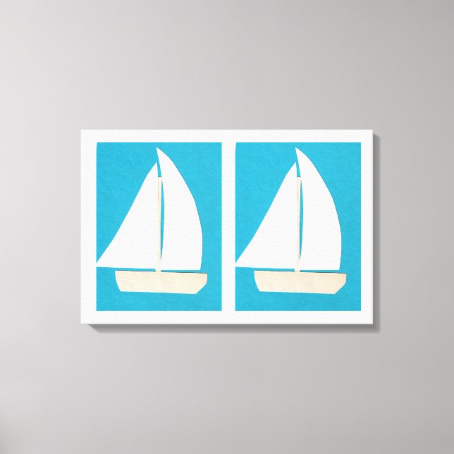 Canvas med segelbåtar på en turkos bakgrund (Framsida)