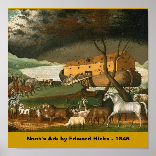 Canvas: Noahs Ark av Edward Hicks - 1846 Poster (Framsidan)