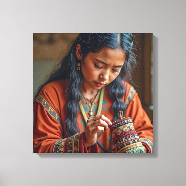 Canvas Print (Beading a Moccasin) (Framsida)