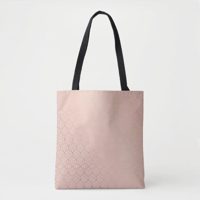 Canvas Shopper Bag Ro Guld Geometric Tygkasse (Framsida)