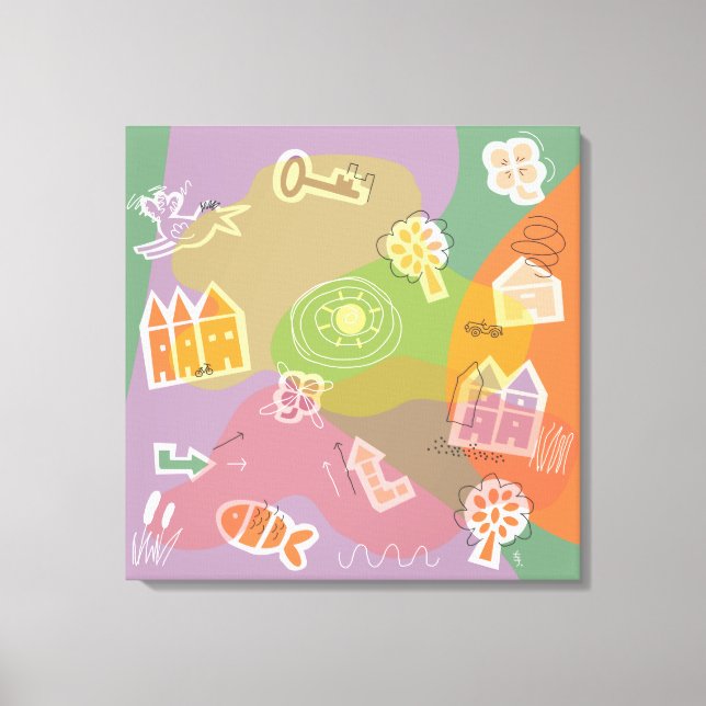 canvas stad huizen oranje (Framsida)