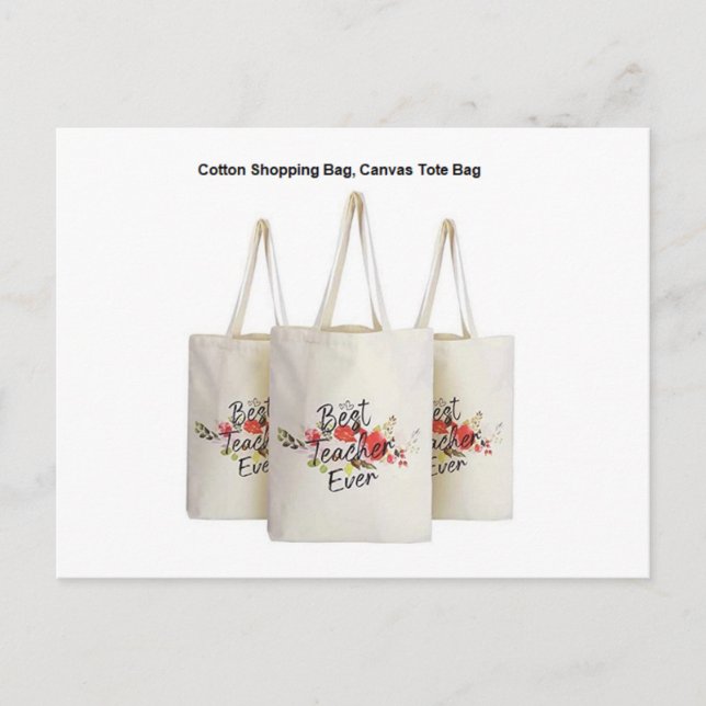 Canvas Tote Bag Calico Bag Logotyp Print Shopping  Vykort (Framsida)