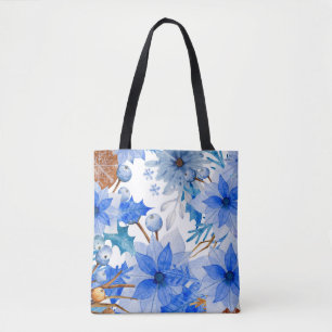Canvas Tote Bag, Tote Bag med Blommigt Print, Tygkasse