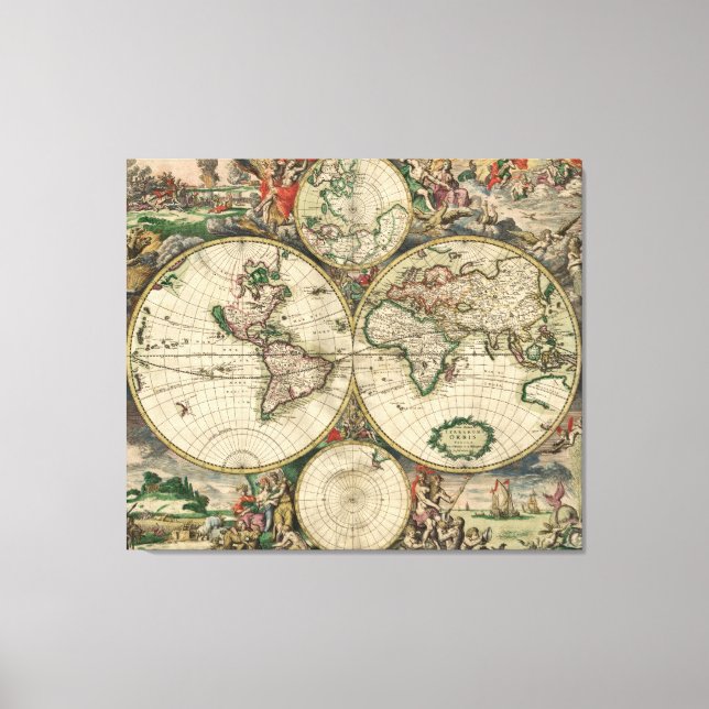 Canvas Vintage World Map 1689 (Framsida)