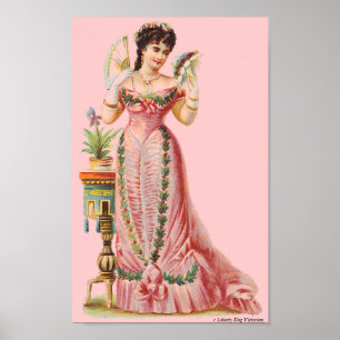 CANVAS WALL ART VICTORIAN ERA FRANSK DAM MED FLÄKT POSTER