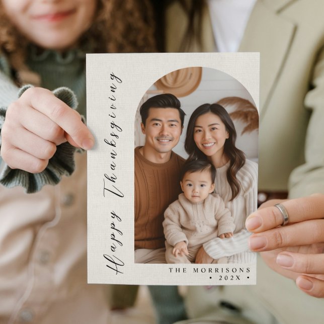 Canvas White Anpassningsbar Photo Happy thanksgivi Julkort (Skapare uppladdad)