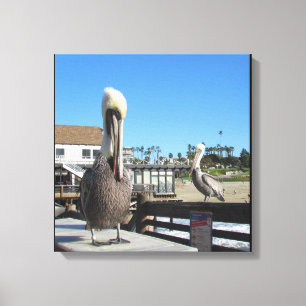 Canvas Wrap - Pelicans on Pier