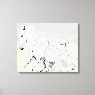 Canvas Wrap White Stallion i Rörelse