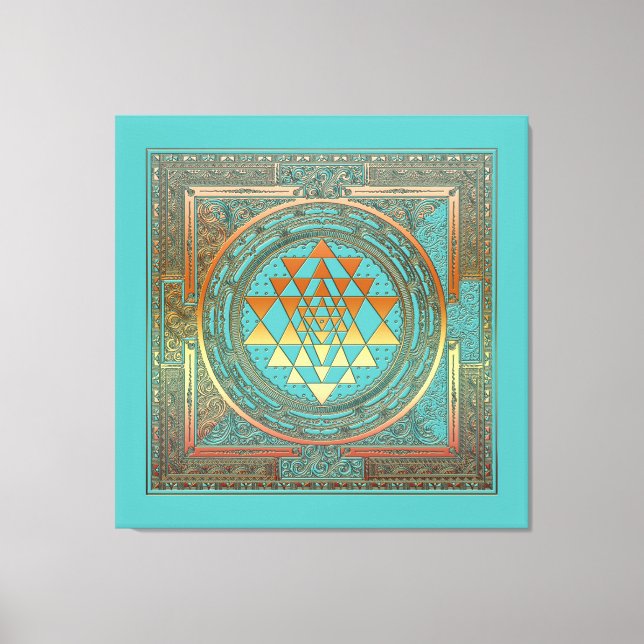 Canvas yoga manala chakra guld symbolturkos (Framsida)