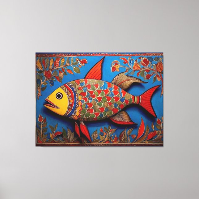 CanvasFish: Madhubani Art-mästerverk Canvastryck (Framsida)