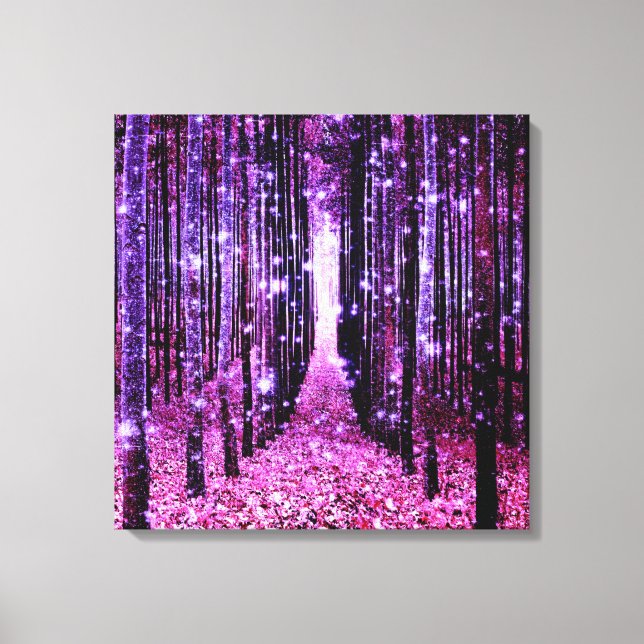 Canvaskonst Magisk Skog Lila Rosa (Framsida)