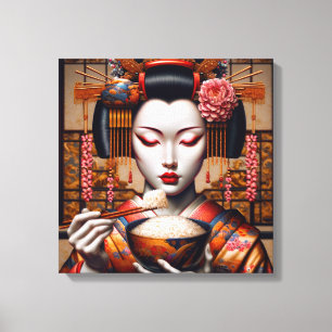 Canvastryck (Geisha och ris skål)