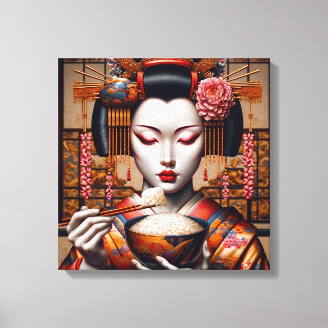 Canvastryck (Geisha och ris skål) (Framsida)