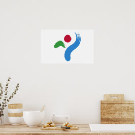 Canvastryck med flaggan för Seoul, Sydkorea Poster