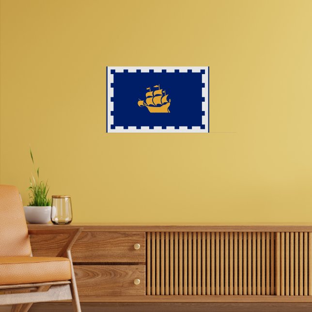 Canvastryck med flaggan från Québec City, Kanada Poster (Vardagsrum 2)
