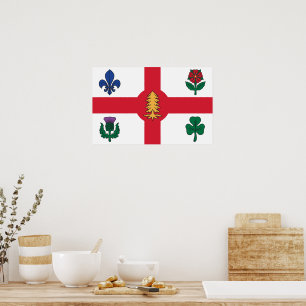 Canvastryck med Montrealflaggan, Kanada Poster