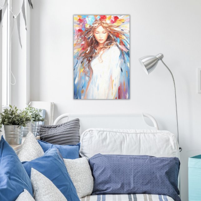 Canvasväggkonst Abstrakt Vibrerande Ängel  Canvastryck (Canvas Print Bright Abstract Angel Peaceful and Vibrant )