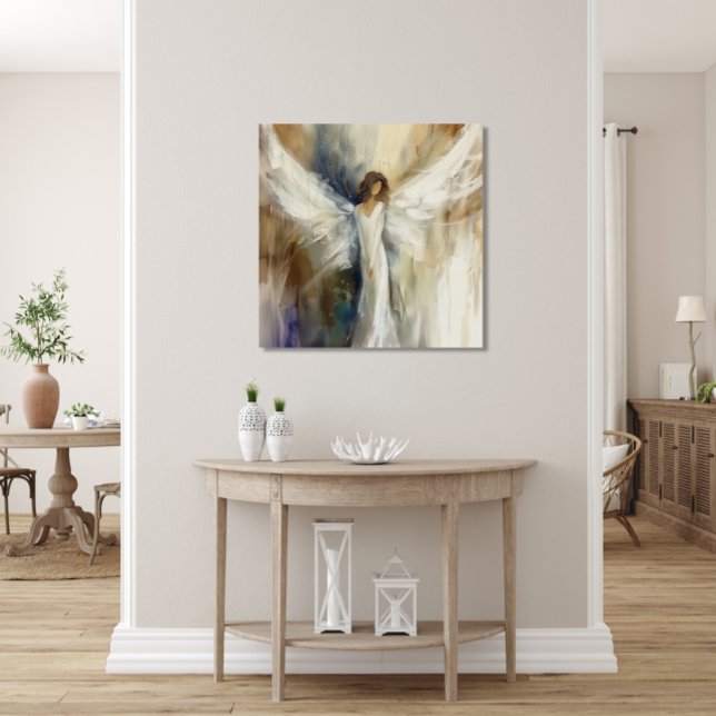 Canvasväggkonst Tryck Abstrakt ängel i neutrala to (Canvas Print Abstract Peaceful Angel in Neutral Colors All Ages Appropriate)