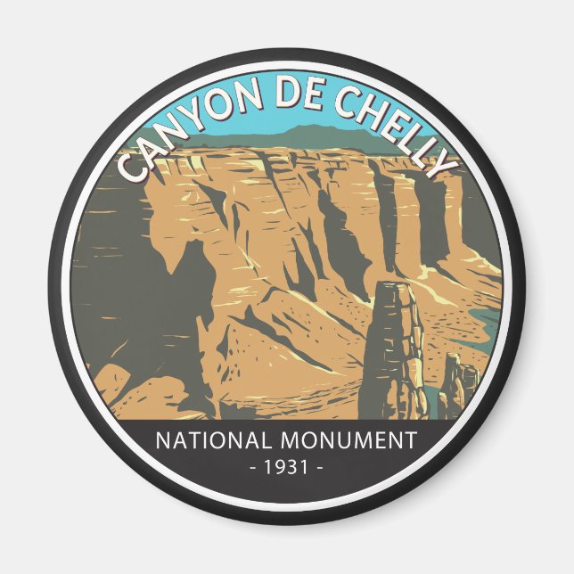 Canyon De Chelly National Monument Vintage Circle Magnet (Framsidan)