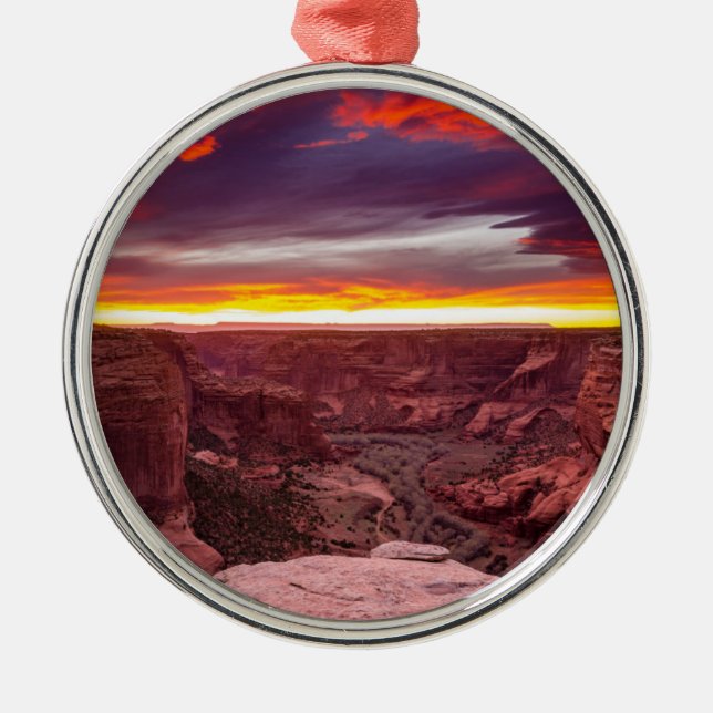 Canyon de Chelly, solnedgång, Arizona Julgransprydnad Metall (Framsidan)
