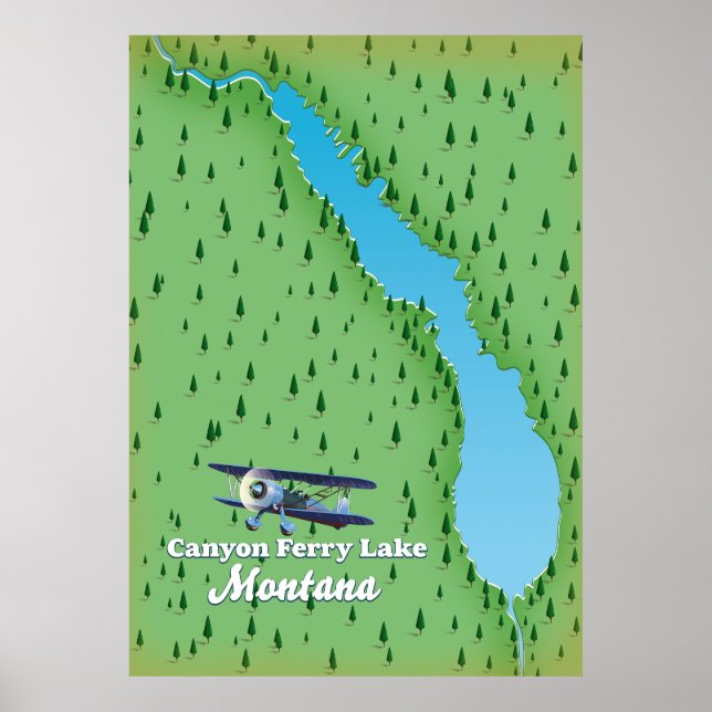 Canyon Ferry Sjö Montana sjö karta Poster (Framsidan)