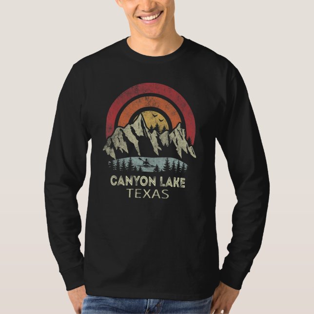 Canyon Lake Texas Mountain Sunset Sunrise Kayaking T Shirt (Framsida)