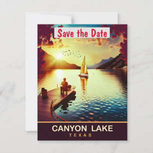 Canyon Lake Texas Solnedgång Bröllopsinbjudan Spara Datumet