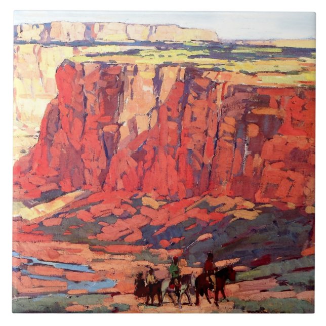 "Canyon Riders" Western konst av Edgar Payne Kakelplatta (Framsidan)